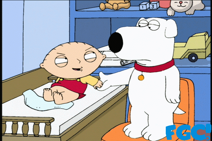 Stewie clean my doodie Brian on Family Guy.
