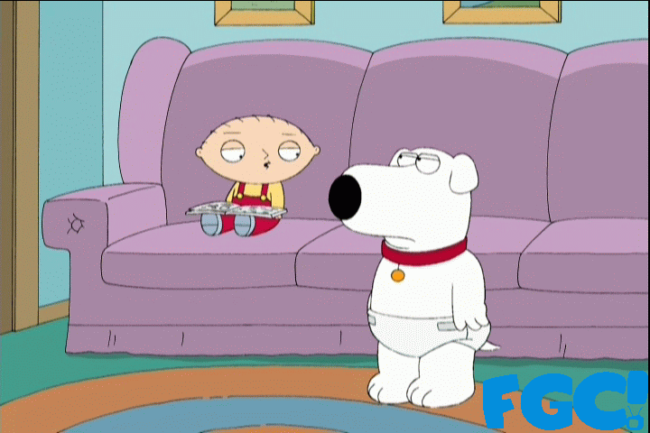Brian wearing a diaper on Family Guy