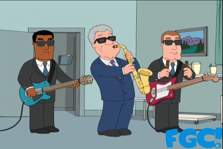 Bill Clinton playing his saxaphone on Family Guy